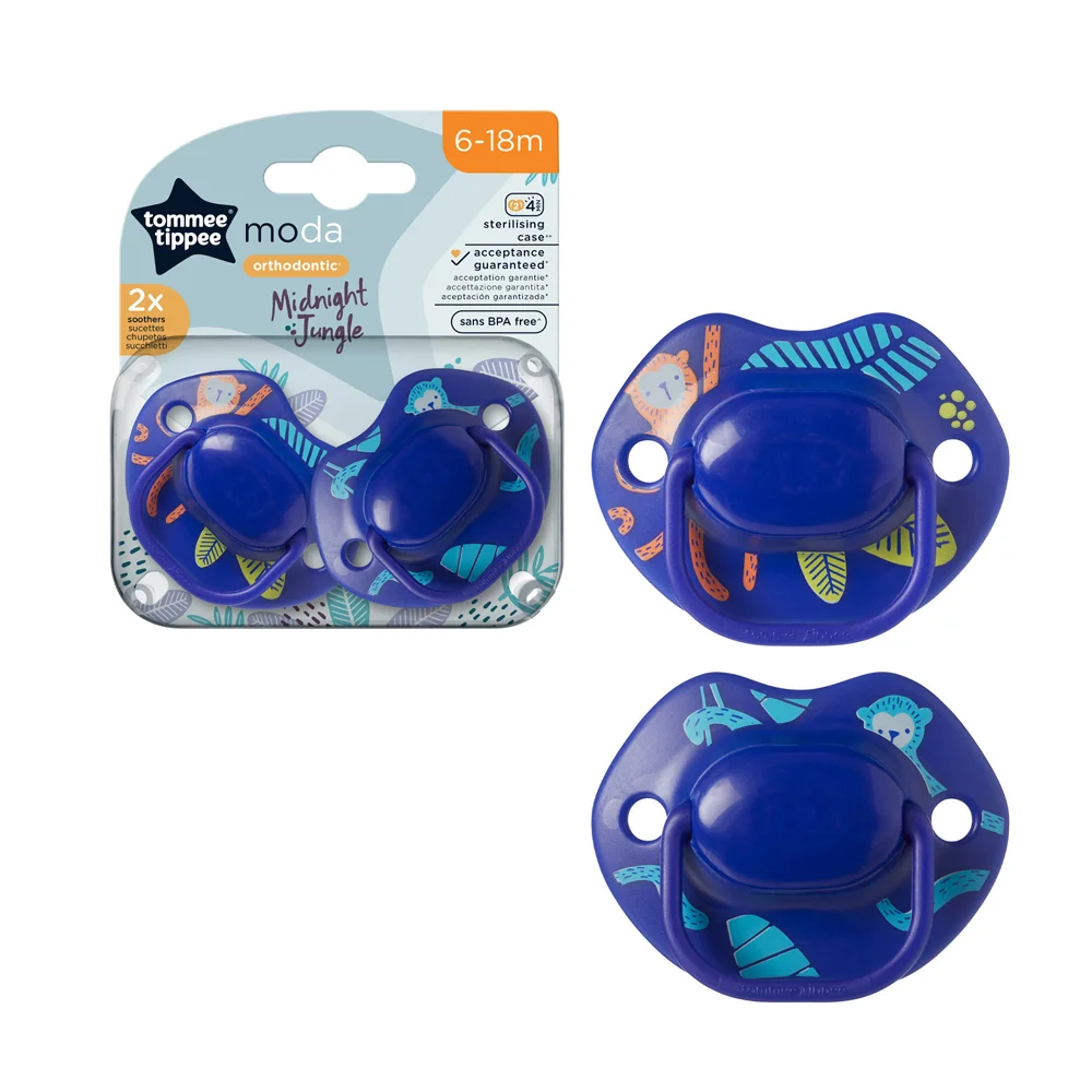 TOMMEE TIPPEE MODA MIDNIGHT JUNGLE SOOTHER 6-18M 2PCS BLUE - الصورة 2