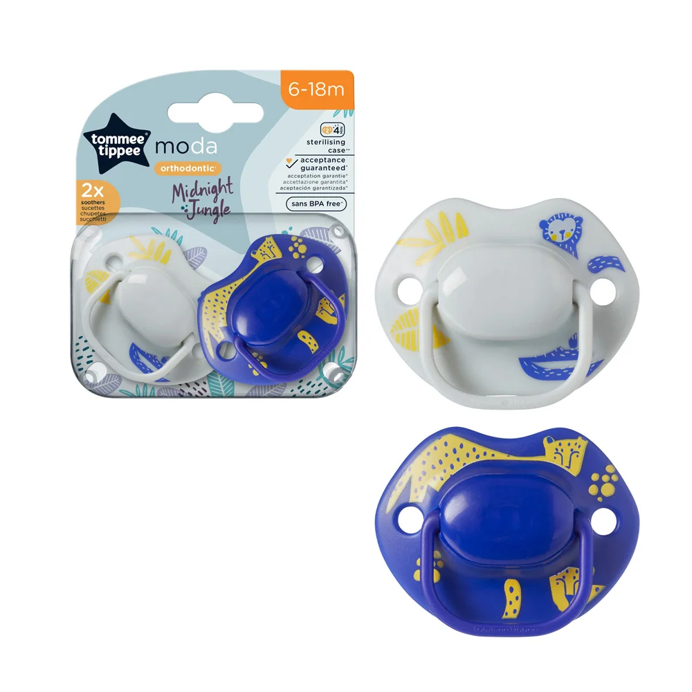 TOMMEE TIPPEE MODA MIDNIGHT JUNGLE SOOTHER 6-18M 2PCS GRAY - Image 2