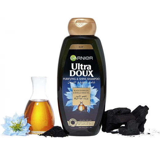 GARNIER ULTRA DOUX BLACK CHARCOAL & NIGELLA SEED OIL SHAMPOO 400ML - Image 2