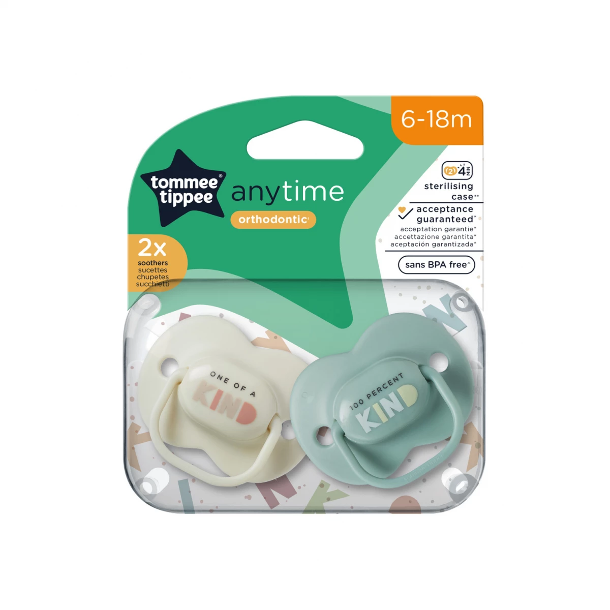TOMMEE TIPPEE ANYTIME SOOTHER 6-18 M 2PCS