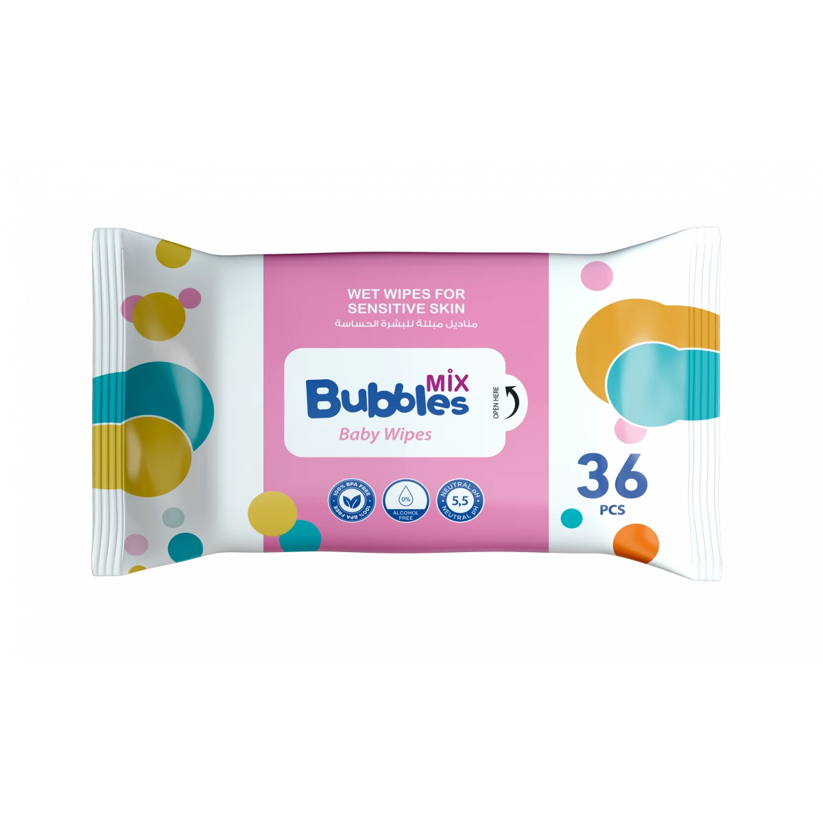 BUBBLES MIX WIPES 25PCS