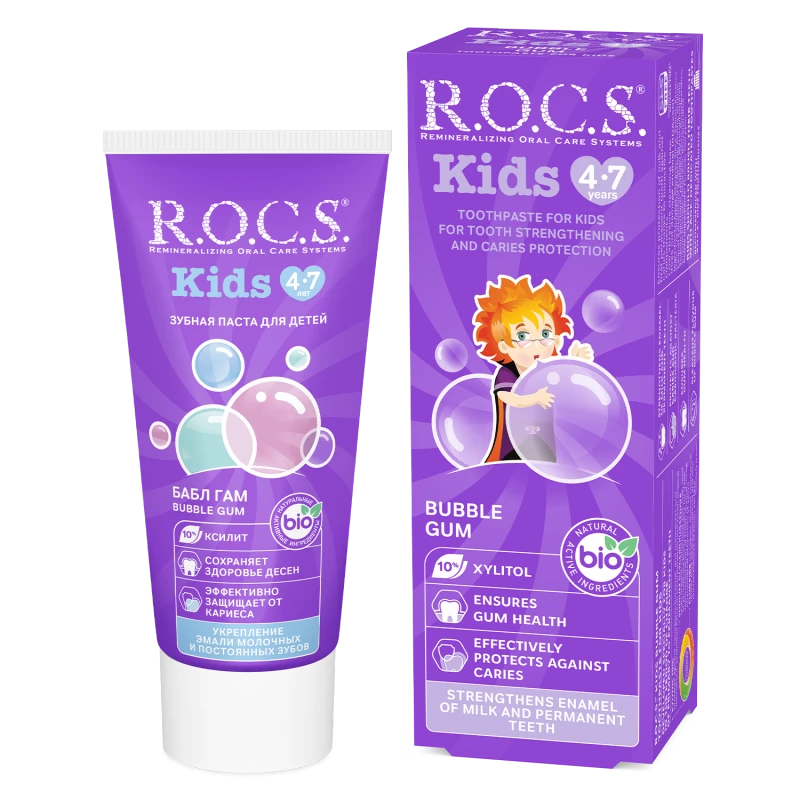 R.O.C.S KIDS BUBBLE GUM 4-7 YEAR T.P 35ML