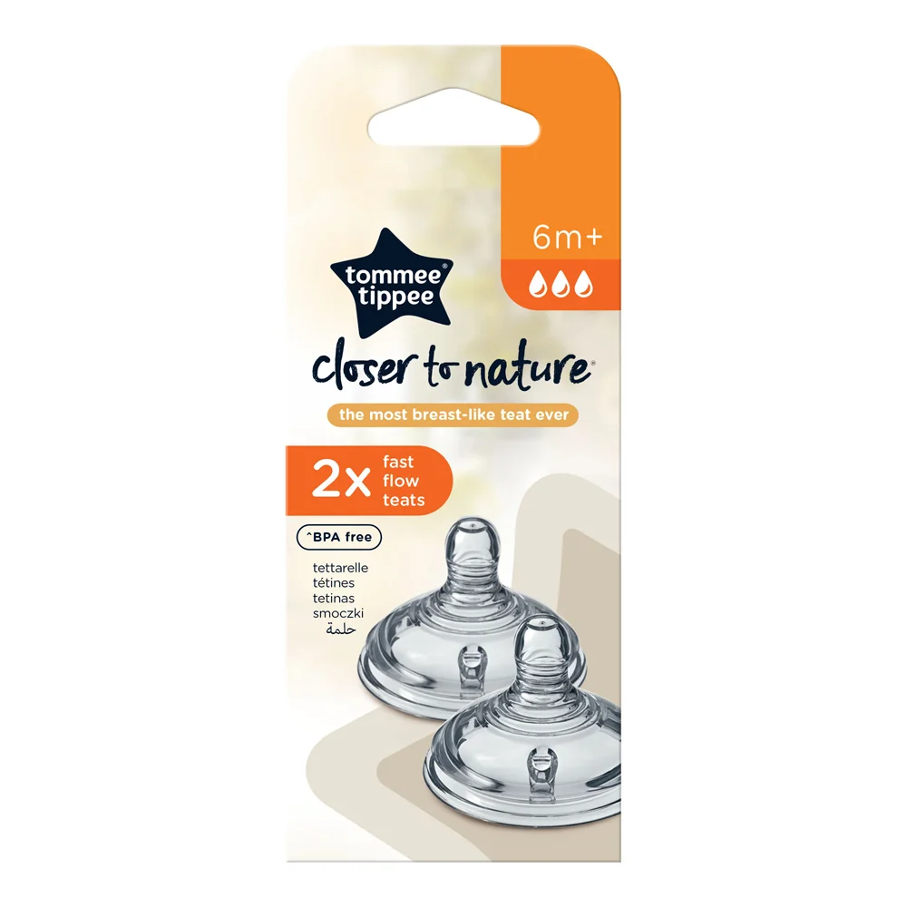 TOMMEE TIPPEE FAST FLOW TEAT 6M+ 2PCS