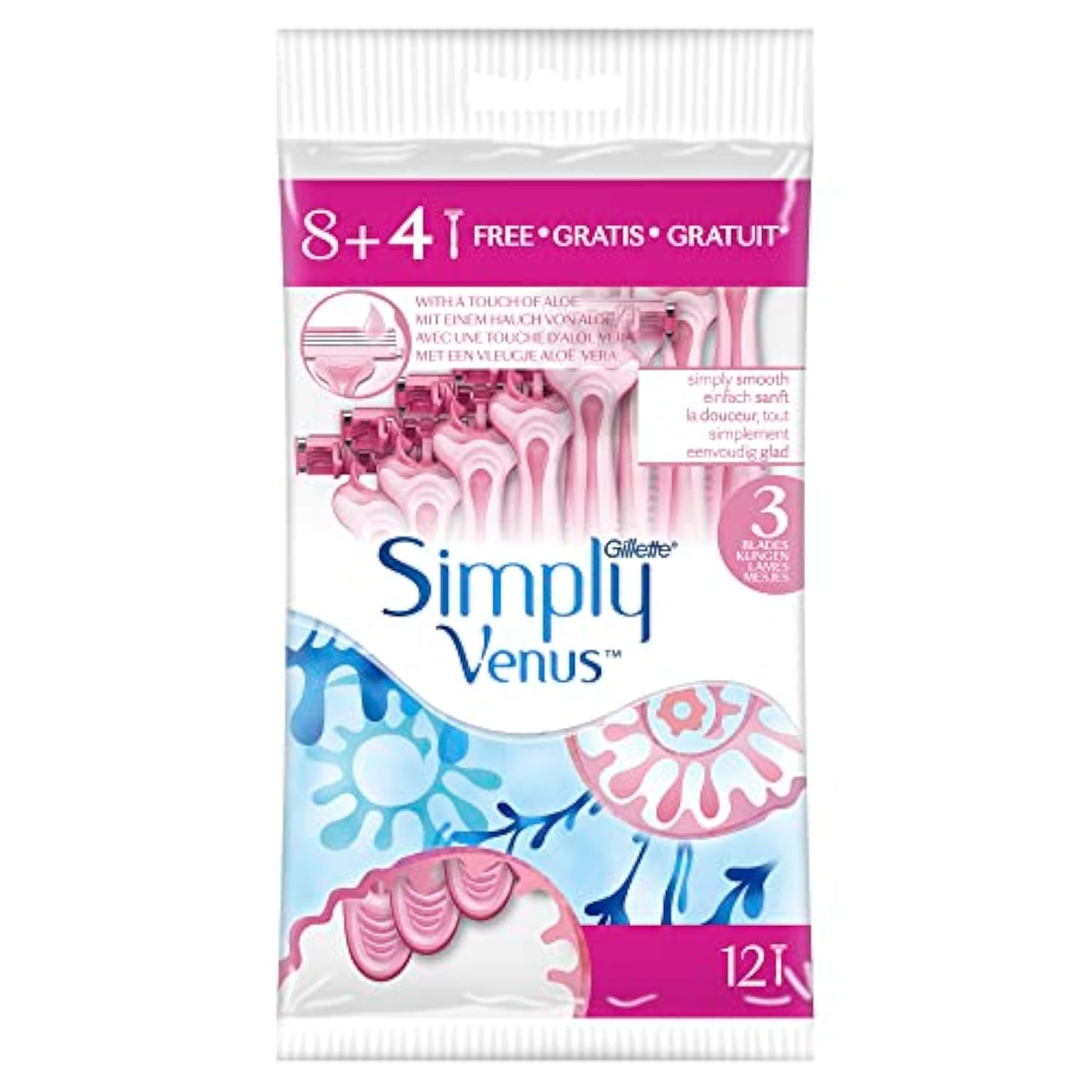 GILLETTE SIMPLU VENUS 3BLADES 8+4FREE