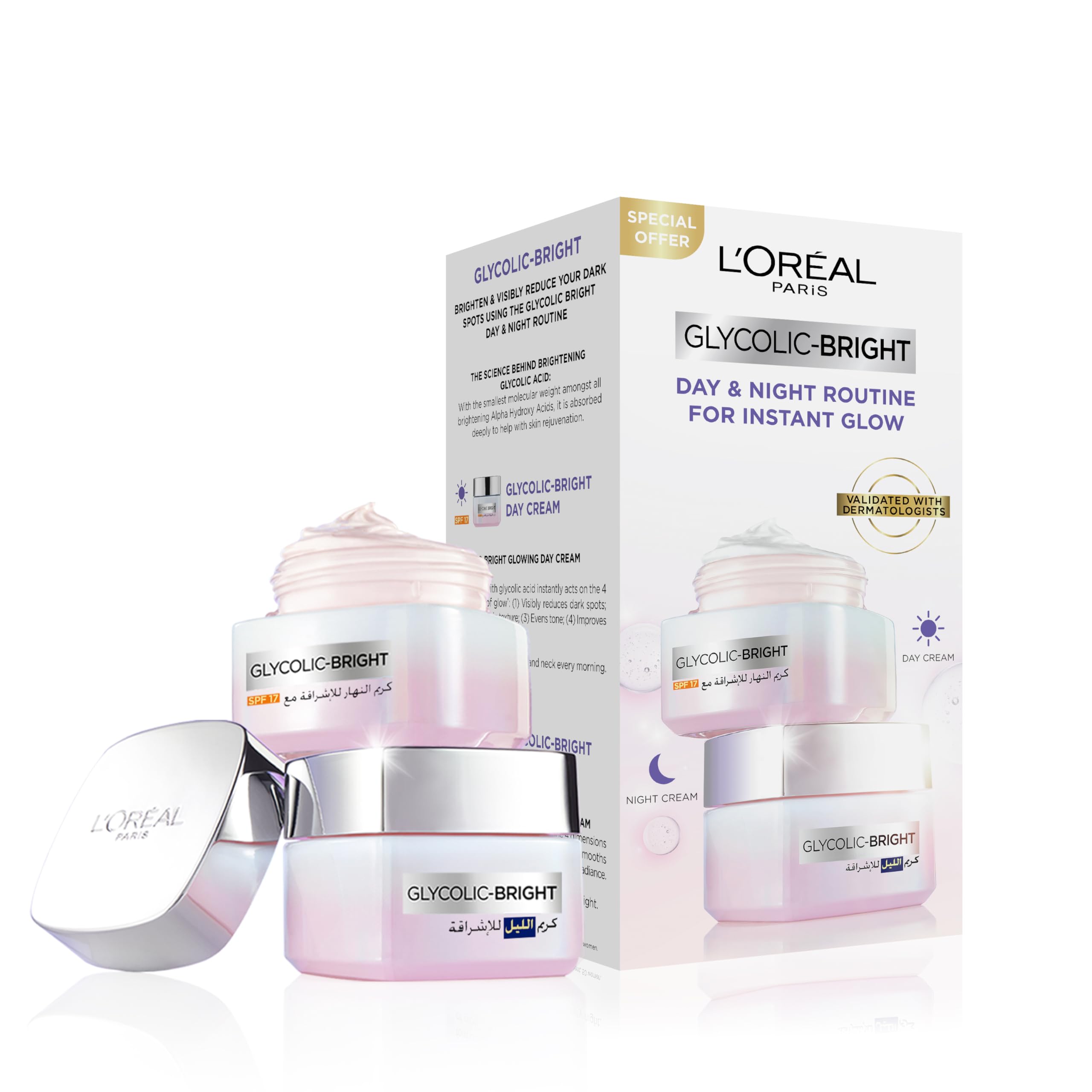 LOREAL GLYCOLIC BRIGHT OFFER NIGHT+DAY CREAM
