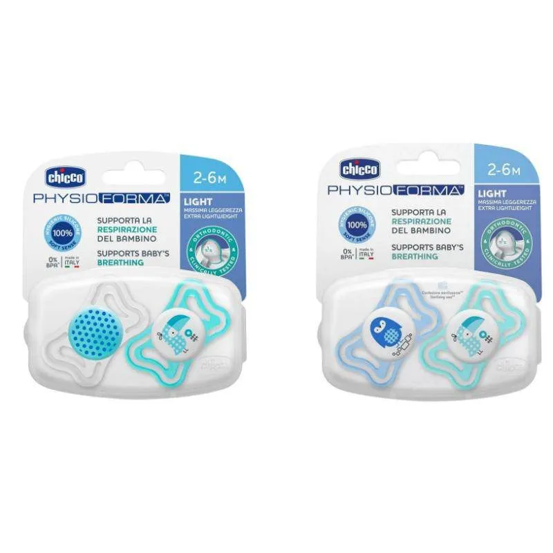 CHICCO PHYSIO FORMA LIGHT SOOTHER 2-6M BLUE 2PCS - Image 4