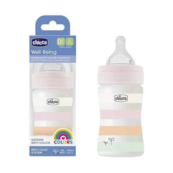 CHICCO WELL-BEING ANTI-COLIC COLORS BOTTLE 0M+ 150ML PINK - Image 2