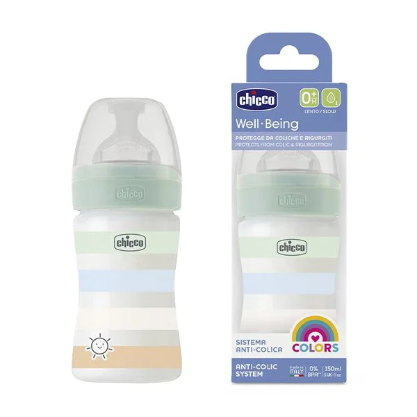 CHICCO WELL-BEING ANTI-COLIC COLORS BOTTLE 0M+ 150ML GREEN - Image 2