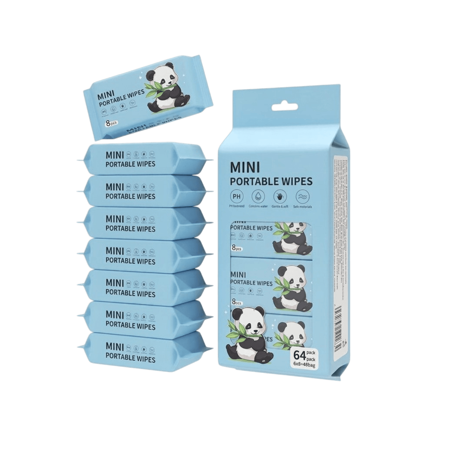 GREEN TEA PANDA MINI WET WIPES OFFER 64PCS