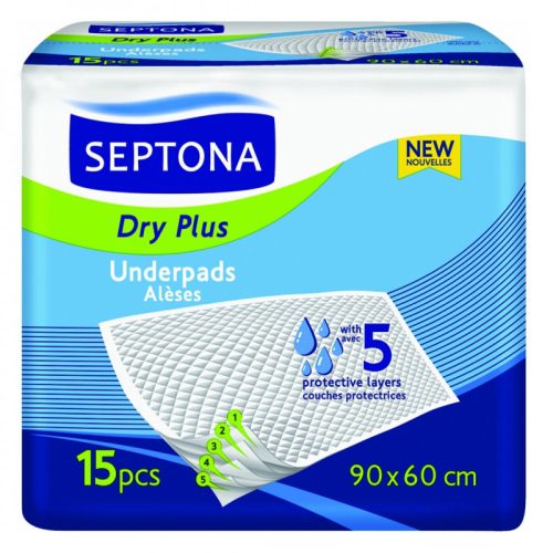 SEPTONA UNDERPADS DRY PLUS 90*60CM 15PCS - Image 2