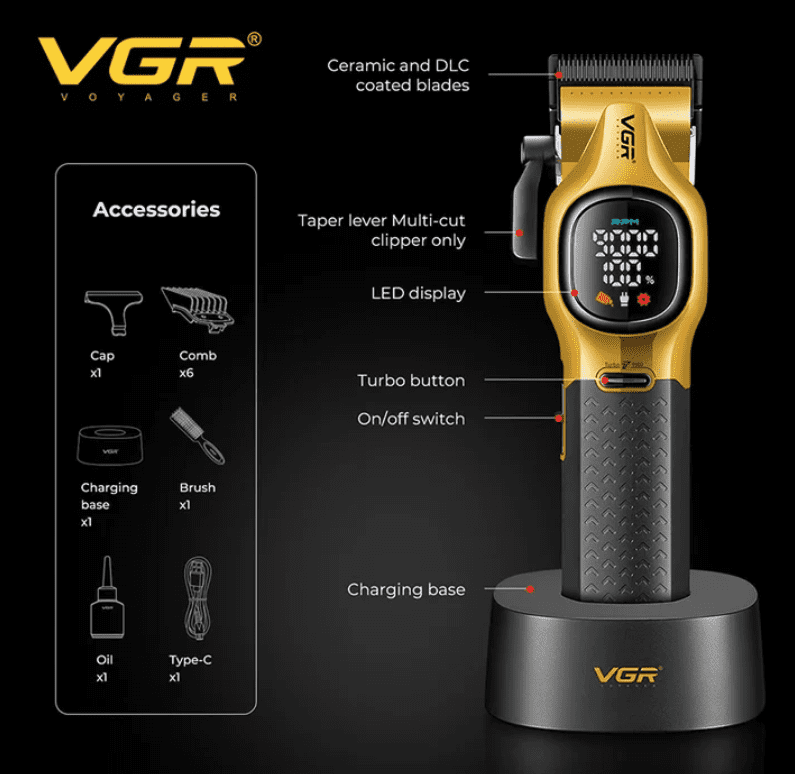 VGR HAIR TRIMMER V-886C GOLD ق/ص - Image 3