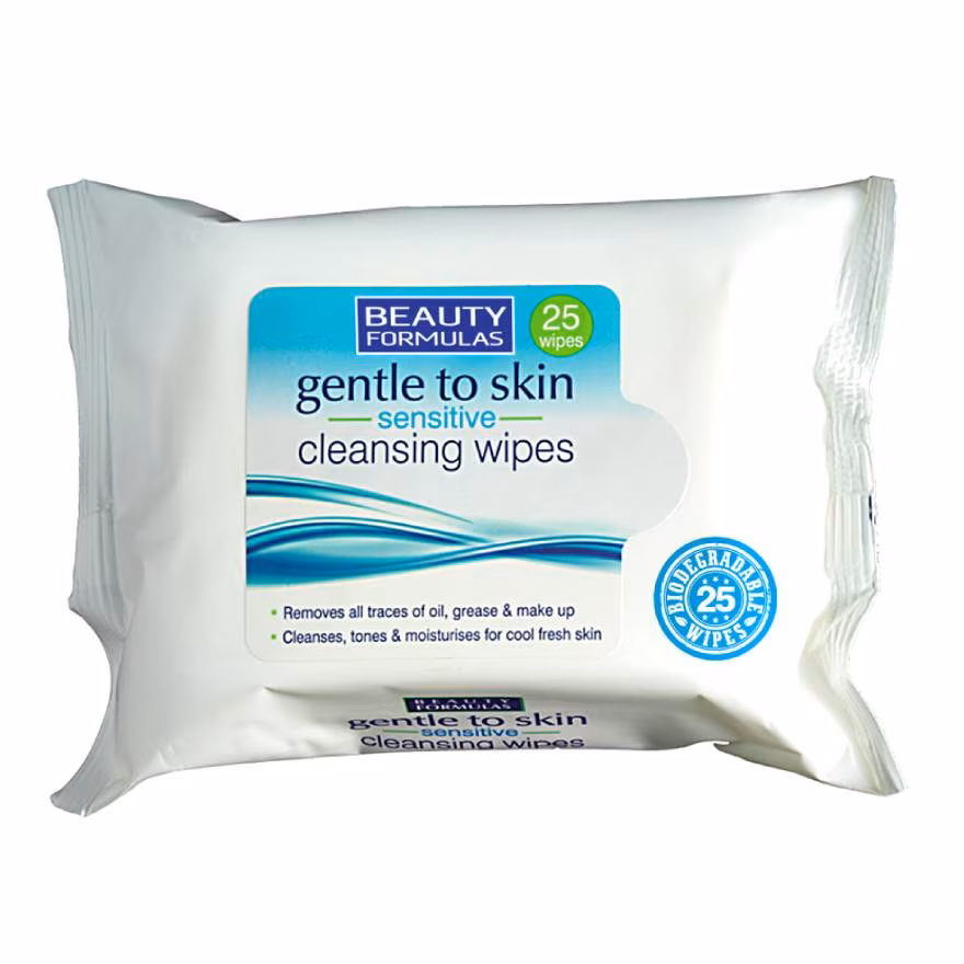 BEAUTY FORMULAS GENTLE TO SKIN SENSITIVES WIPES 25 PCS