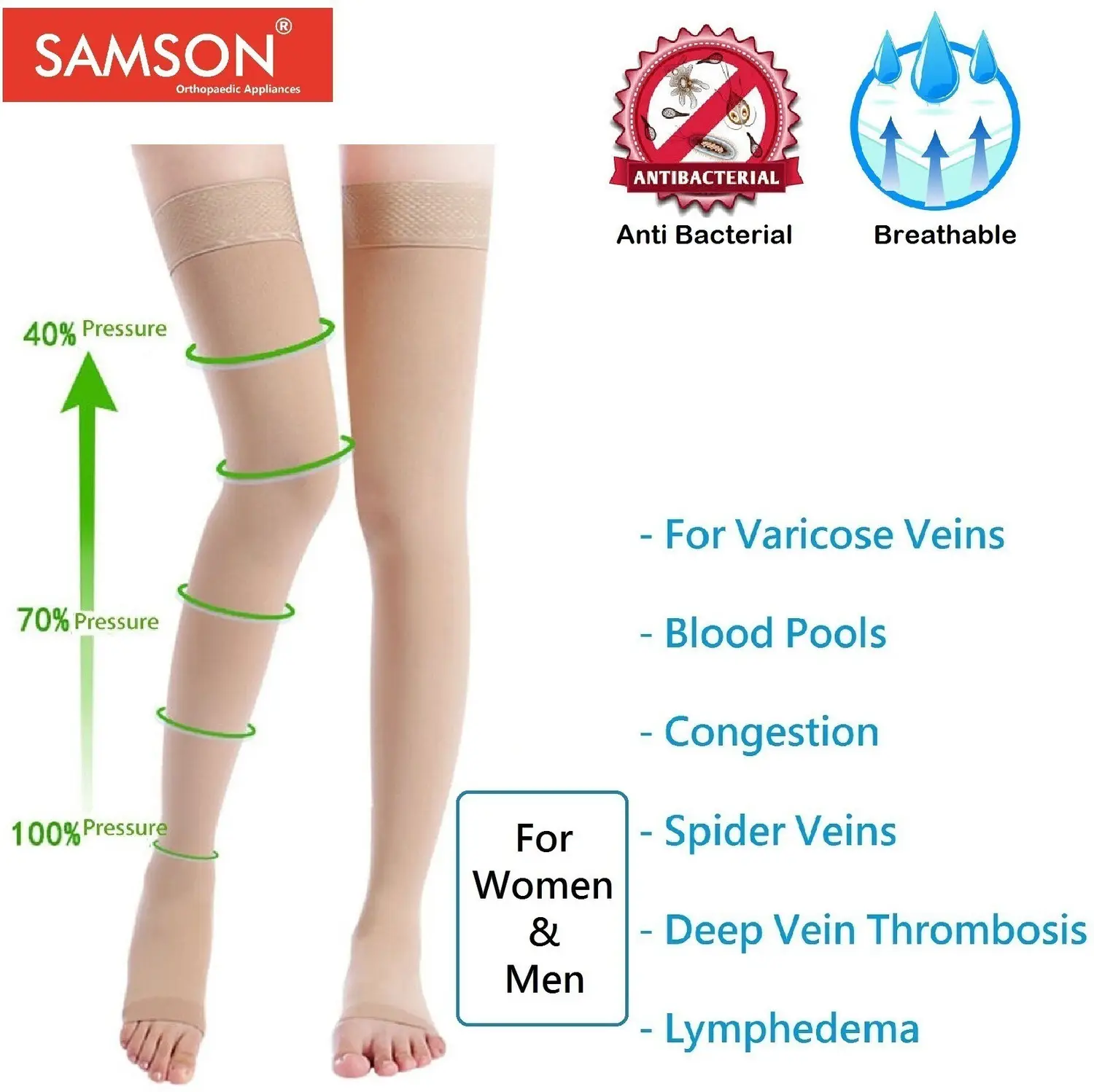 SAMSON MEDICAL COMPRESSION STOCKINGS KNEE HIGH SIZEM - Image 4
