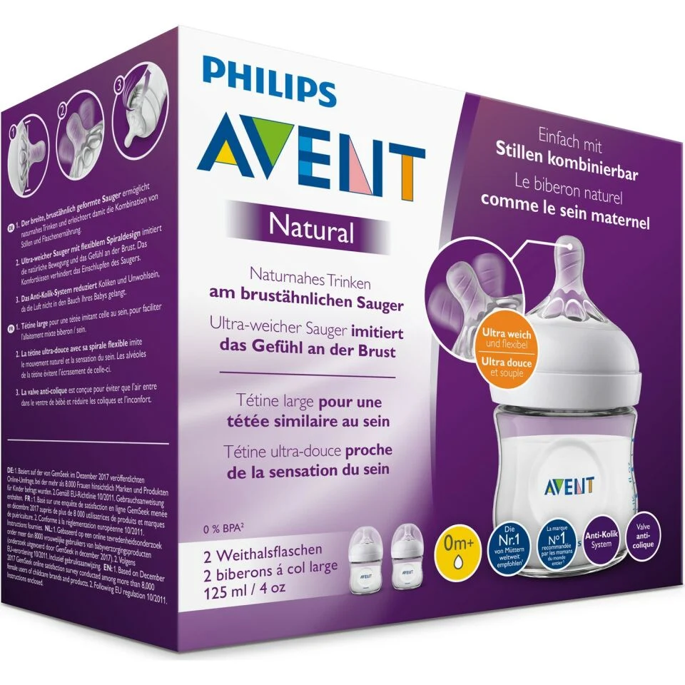 AVENT NATURAL RESPONSE BOTTLE 0M+ 125ML 2PCS - Image 2