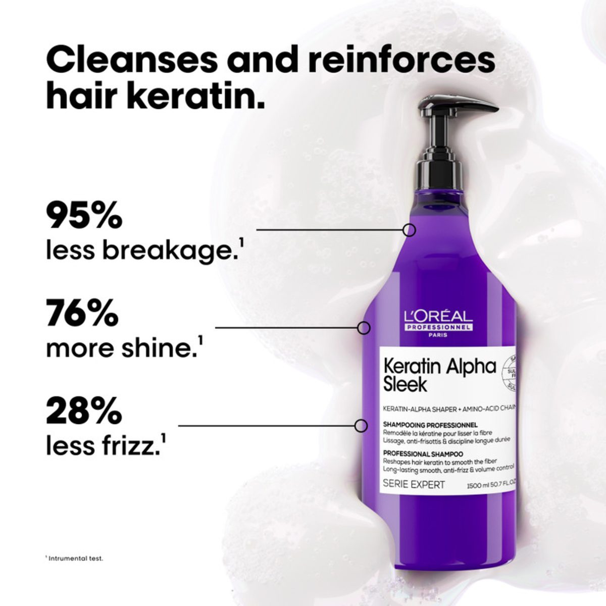 LOREAL KERATIN ALPHA SLEEK SHAMPOO 1500ML - Image 2