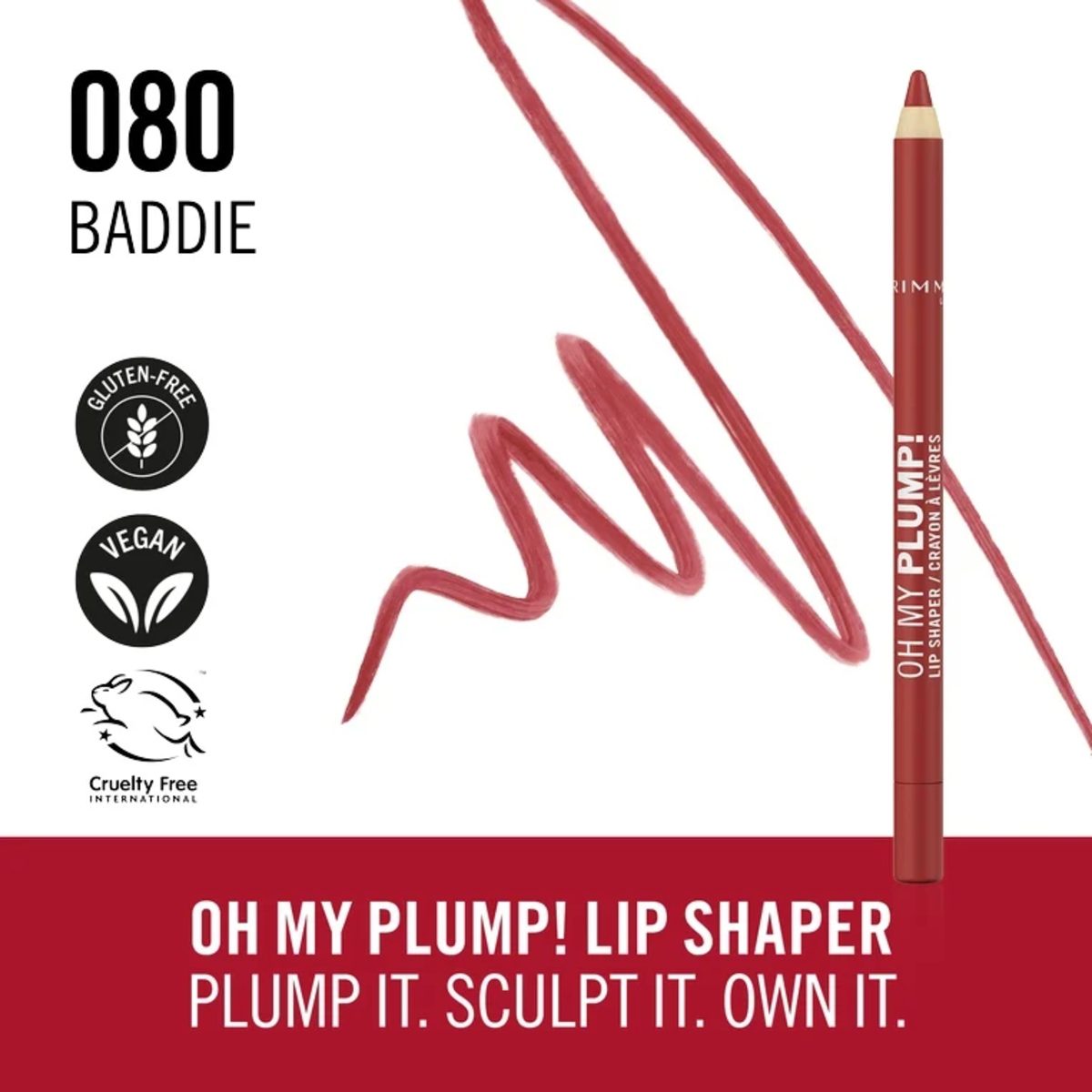 RIMMEL OH MY PLUMP LIPLINER BADDIE 080 - Image 3