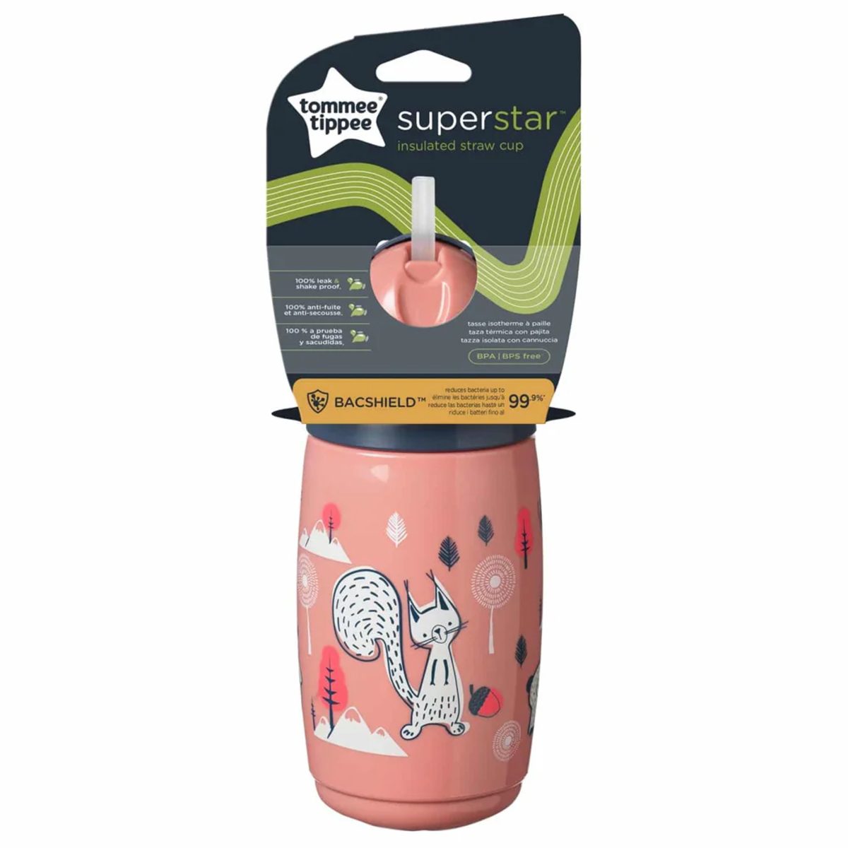 TOMMEE TIPPEE SUPERSTAR INSULATED STRAW CUP 12M+ 266ML PINK